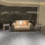 Modern Luxury SideTable with Green Marble Top & Quilted Leather Legs